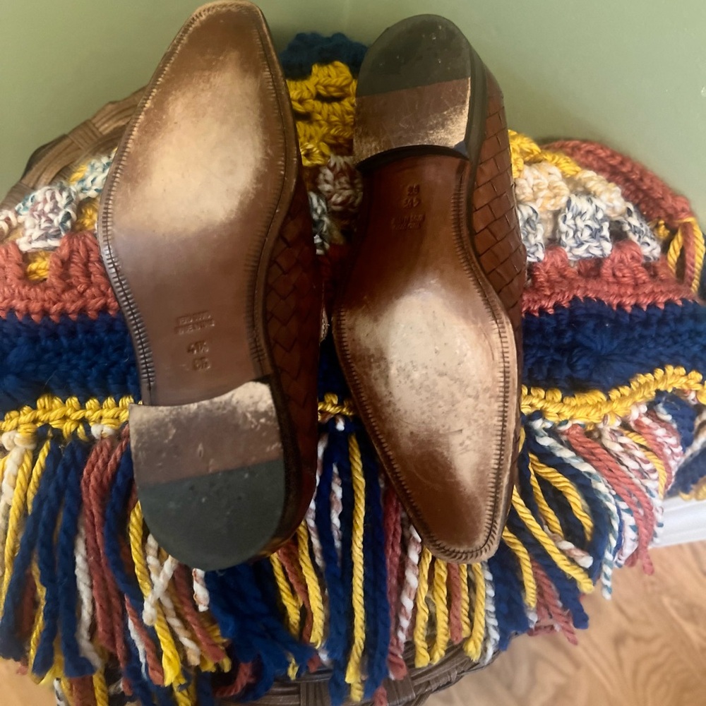 Men Brown Woven Leather Loafers with Tassels size 8 1/2 - Picture 5 of 16